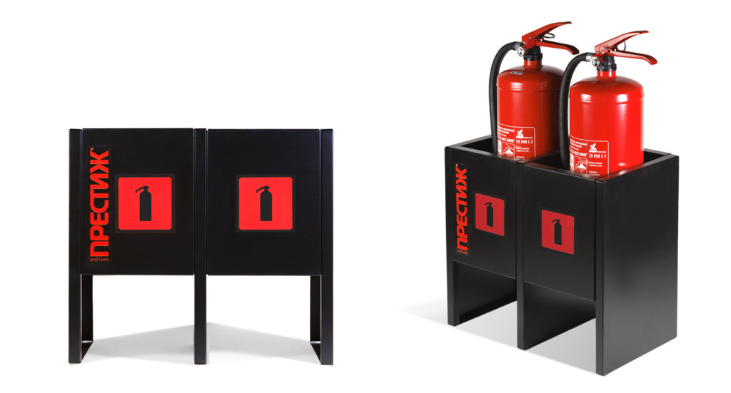 Double Fire Extinguisher Stand PRESTIGE black